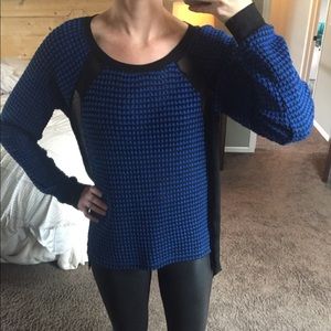 Sanctuary sweater blouse blue / sheer black small